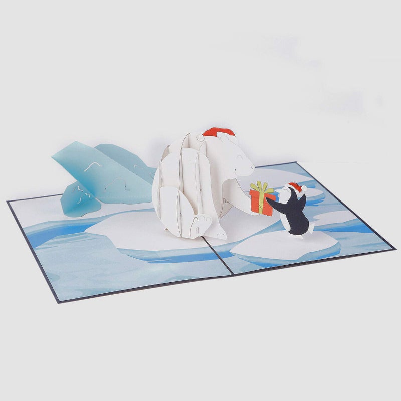 Liif Polar Bear Penguin 3D Greeting Pop Up Christmas Card, Merry Christmas Cards For Kids, Holiday Card, Xmas Card, Gift, Christmas Thank You Cards, Funny, Unique, Animal, Ocean - Image 5